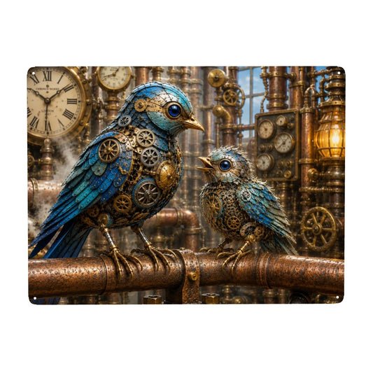 Tin Sign Metal Sign Decor Steampunk Bluebirds