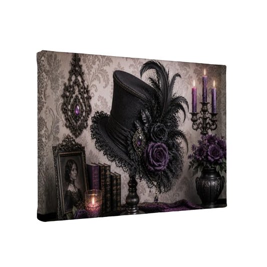 Small Canvas Prints Wall Art Decor Halloween Gothic Purple Victorian Hat
