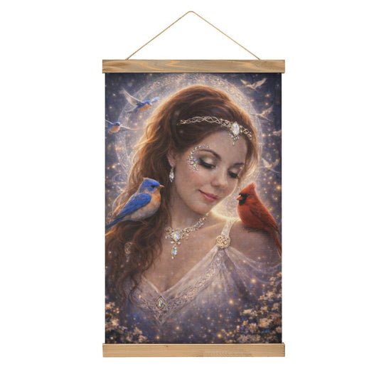 Linen Canvas Wall Art Love of Birds
