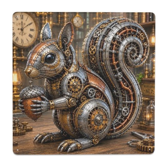 Tin Sign Square Metal Sign Decor Steampunk Squirrel