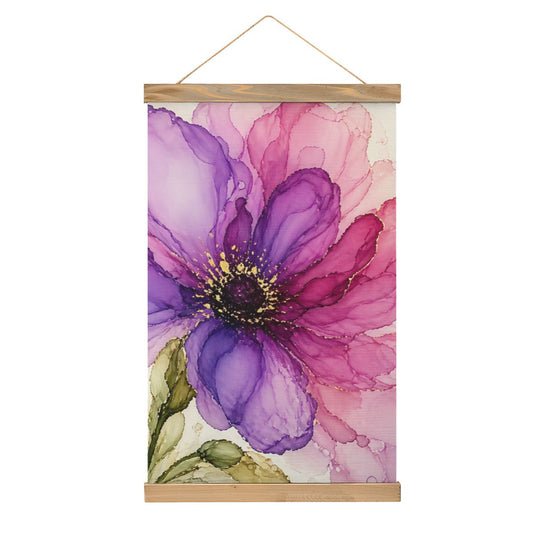 Linen Canvas Wall Art Purple Flower