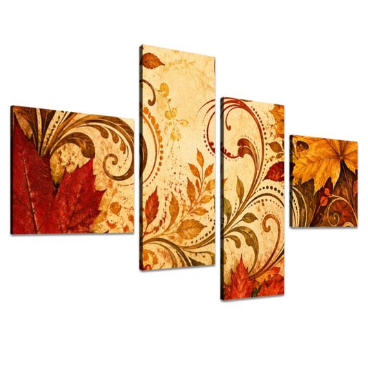 4 Panels Canvas Prints Wall Art Yellow and Orange Fall