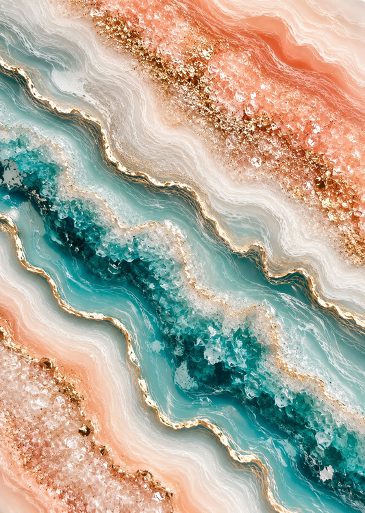 Diamond Art Kit 16x20 Diamond Painting Kit Geode Teal and Peach