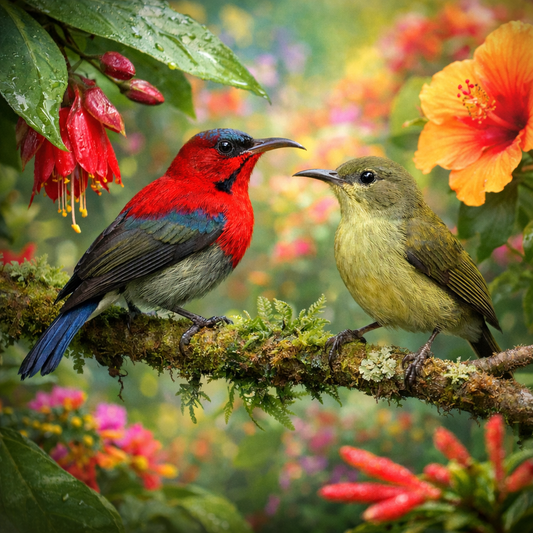 Diamond Art 16x16 Crimson Sunbird bird