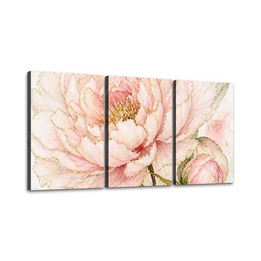 3 Panels Canvas Prints Wall Art Peach Flower