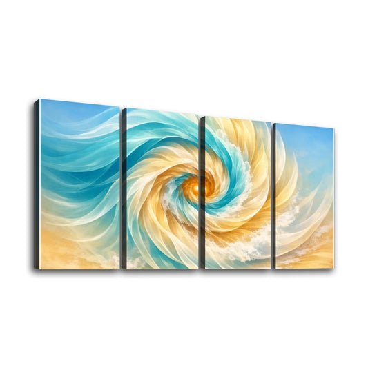 4 Panels Canvas Prints Wall Art Spinning Beach