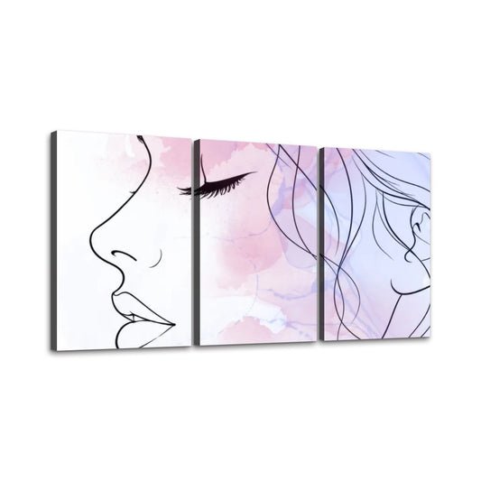3 Panels Canvas Prints Wall Art Womans Profile